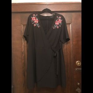 Embroidered Wrap Dress
